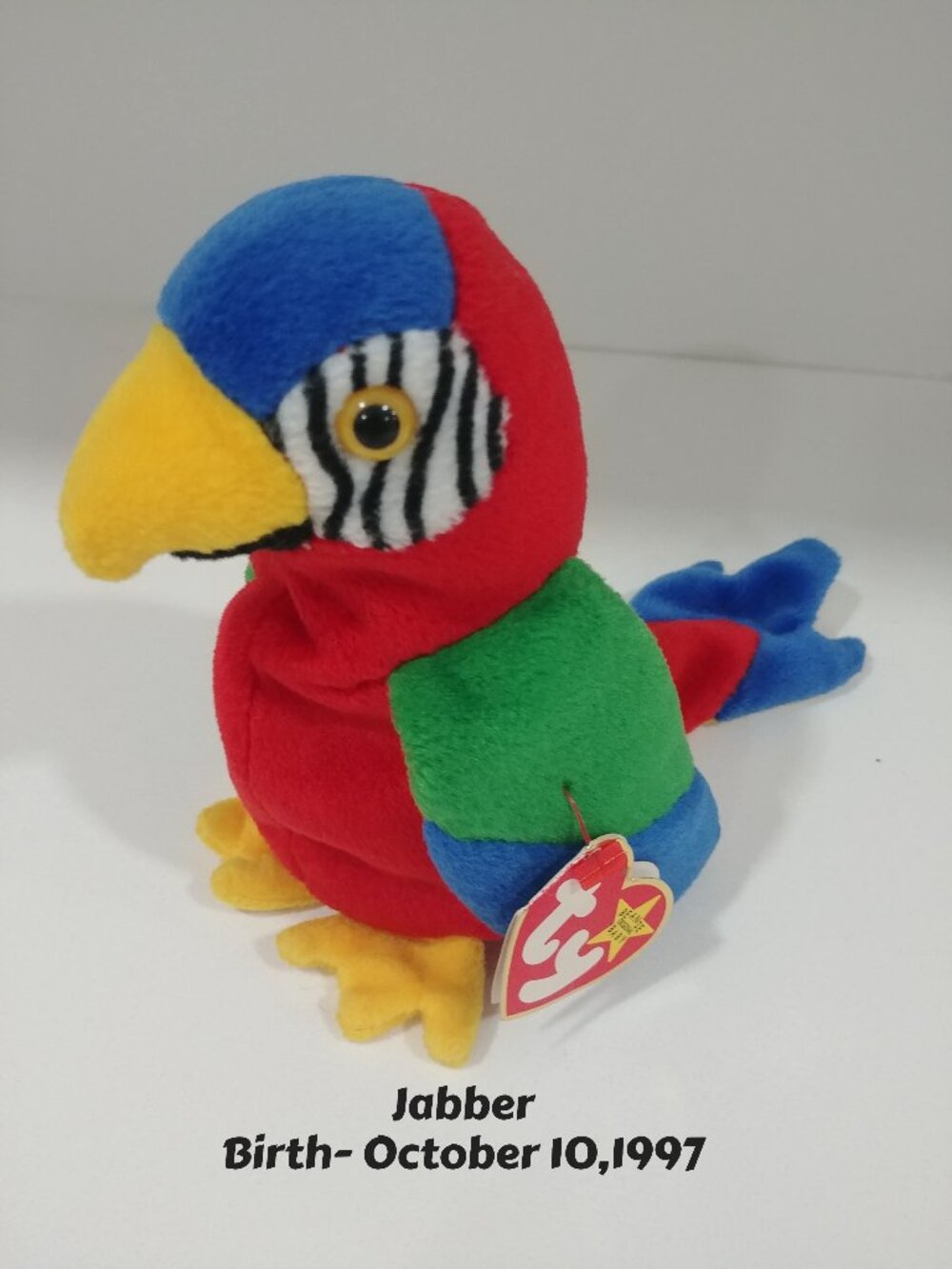 Ty Beany Baby Jabber With Birth Tag, October,10,1997 ,Like New